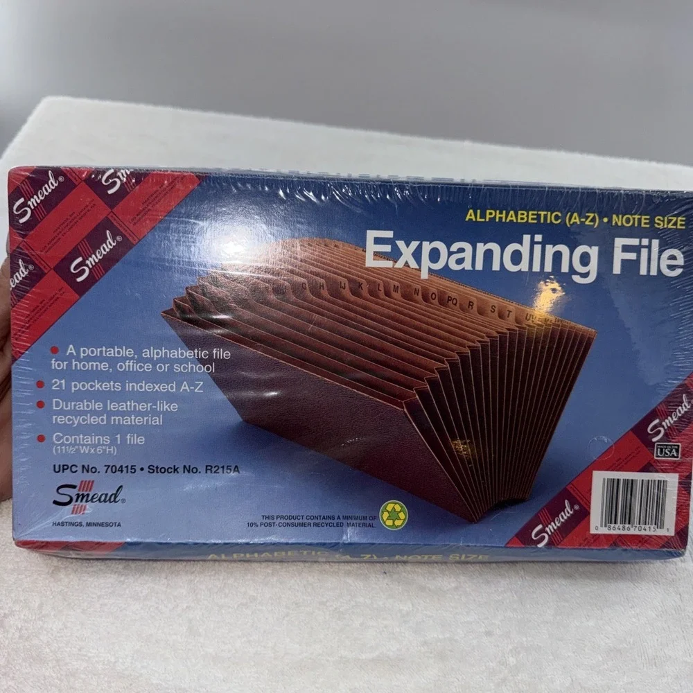 NEW Smead 70415 Note Size 21 Pockets File Organizer Brown Leather Like Finish
